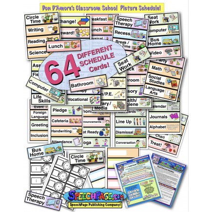 Classroom Picture & Word Schedule: 64 Different Colorful Illustrated Large Word Cards!